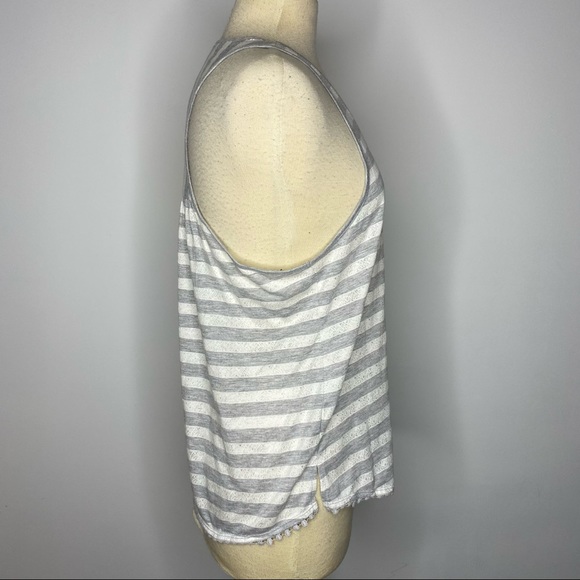 Anthropologie Eloise Gray White Racer Striped Tank Top Large - Picture 6 of 10